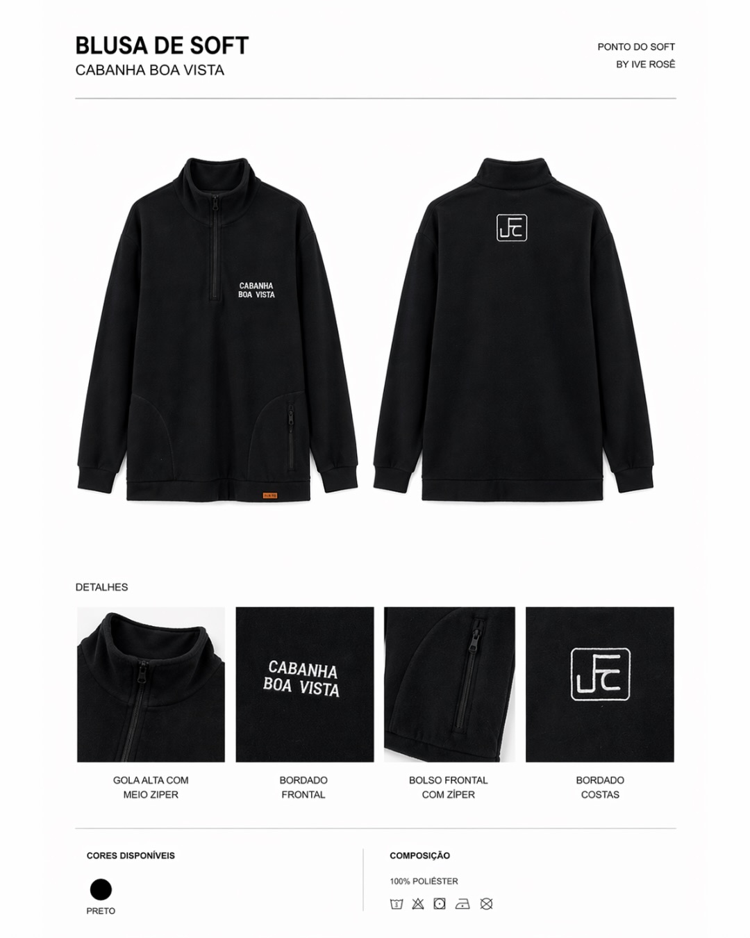 Blusa preta com bordado personalizado